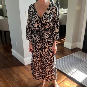 ba&sh Black and Cream Abstract Dress